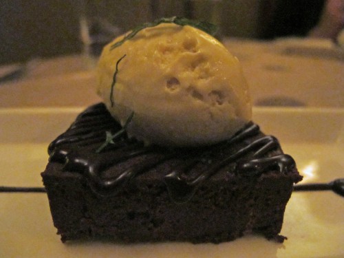 chocolate terrine with sea salt and Thai basil ice cream