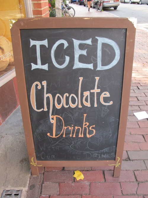 burdick iced chocolate drinks sign